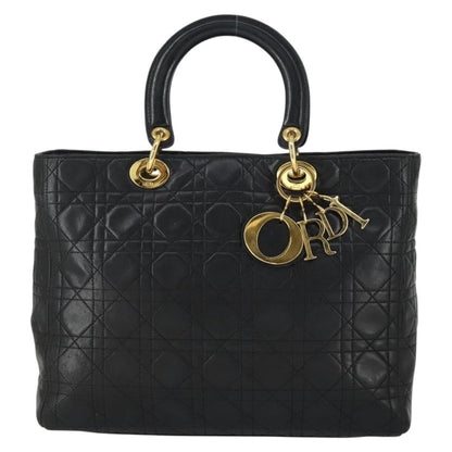 Christian Dior Vintage Lady Dior Bag Cannage Quilt Lambskin, BLACK, LEATHER, Handbag