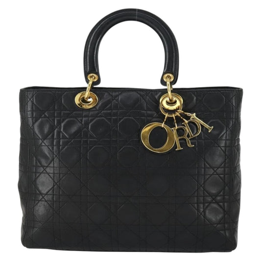 Christian Dior Vintage Lady Dior Bag Cannage Quilt Lambskin, BLACK, LEATHER, Handbag
