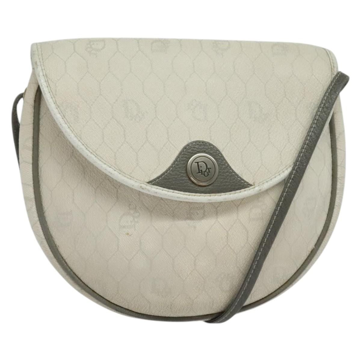 Christian Dior Vintage Honeycomb Shoulder Bag Canvas, WHITE, CANVAS, Shoulder bag