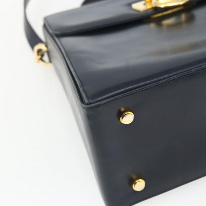 Salvatore Ferragamo Gancini Convertible Top Handle Bag Leather, NAVY, LEATHER, Handbag