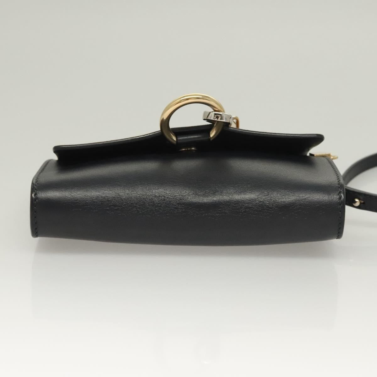 Chloe Faye Shoulder Bag Leather and Suede, NAVY, LEATHER, Shoulder bag