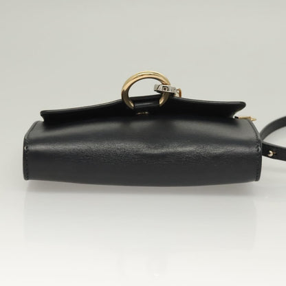 Chloe Faye Shoulder Bag Leather and Suede, NAVY, LEATHER, Shoulder bag