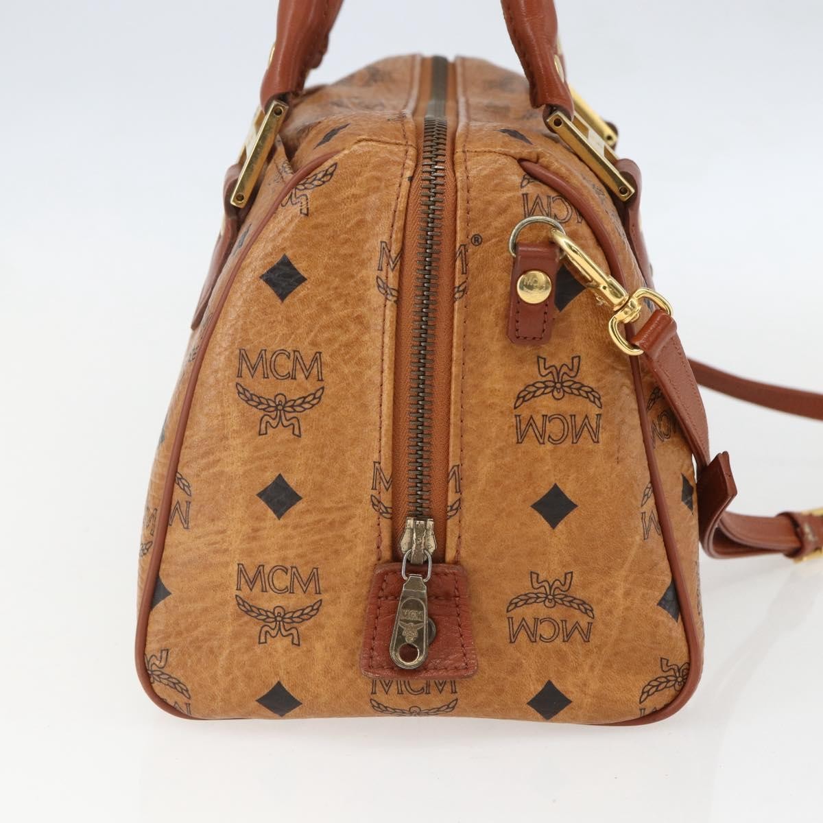 MCM Visetos logogramme Handbag Canvas and Leather, BROWN, CANVAS, Handbag