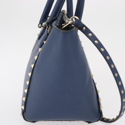 Valentino Garavani Rockstud Tote Rigid Leather, BLUE, LEATHER, Handbag