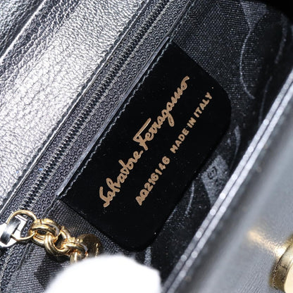Salvatore Ferragamo Gancini Shoulder Bag Leather, BLACK, LEATHER, Shoulder bag