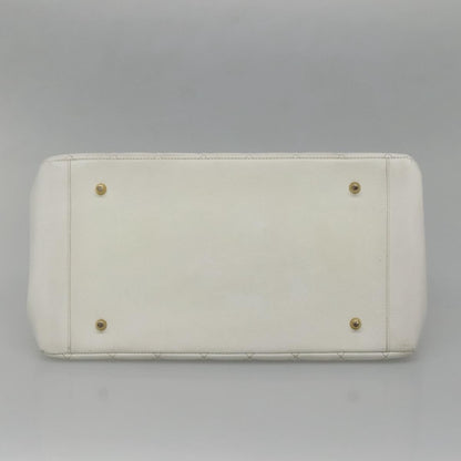 Chanel Vintage Grand Shopping Tote Quilted Caviar, WHITE, LEATHER, Tote bag