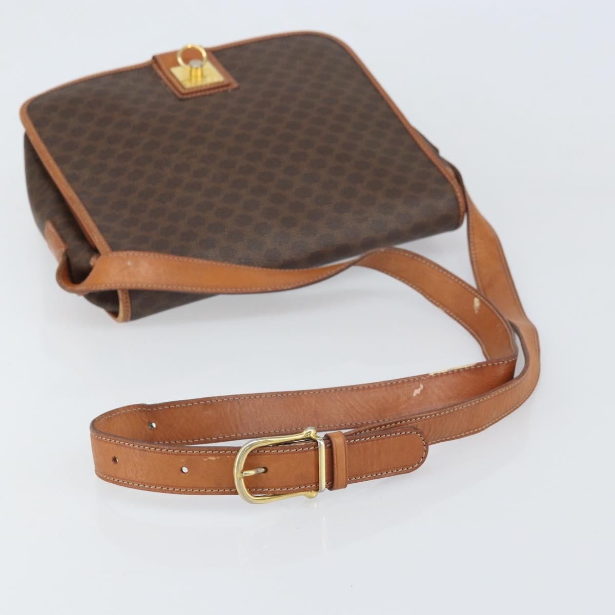 Celine Vintage Macadam Shoulder Bag Canvas and Leather, BROWN, CANVAS, Shoulder bag