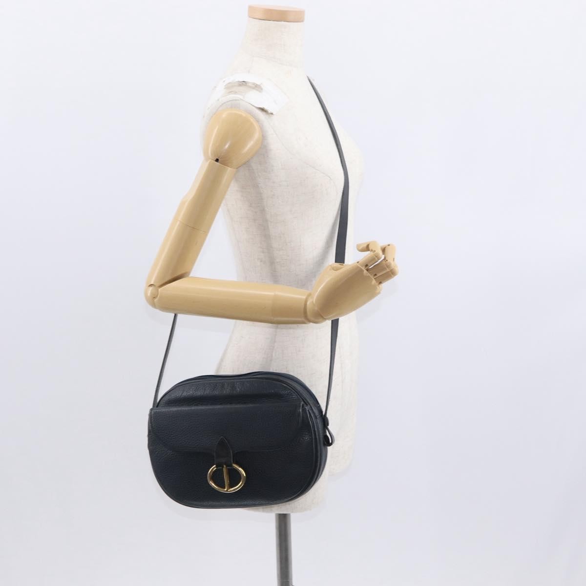 Christian Dior Vintage Shoulder Bag Leather, NAVY, LEATHER, Shoulder bag