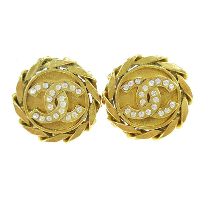 Chanel CC Button Clip-On Earrings Metal with Faux Pearl, GOLD, GOLD_PLATED, Earrings