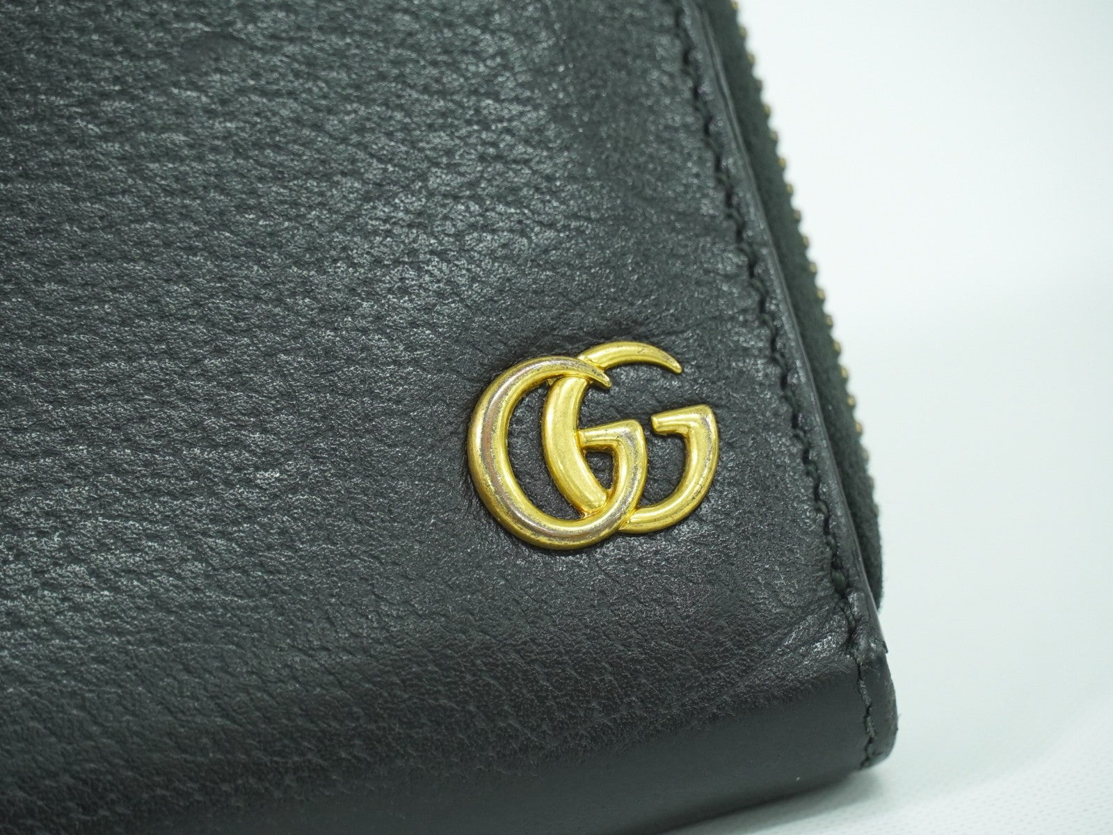 Gucci GG Marmont Zip Around Wallet Leather, BLACK, LEATHER, Wallets