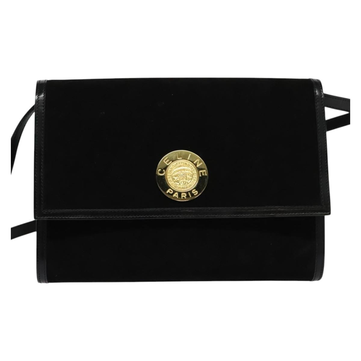 Celine Vintage Shoulder Bag Suede, BLACK, SUEDE, Shoulder bag