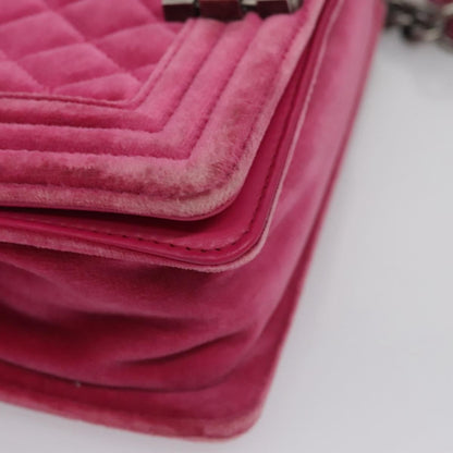 Chanel Boy Flap Bag Quilted Velvet, Pink, Velvet, Shoulder Bag