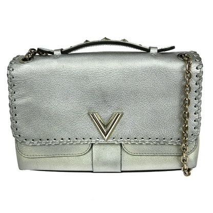 Louis Vuitton Very Chain Bag Whipstitch Leather, Silver, Leather, Handbag