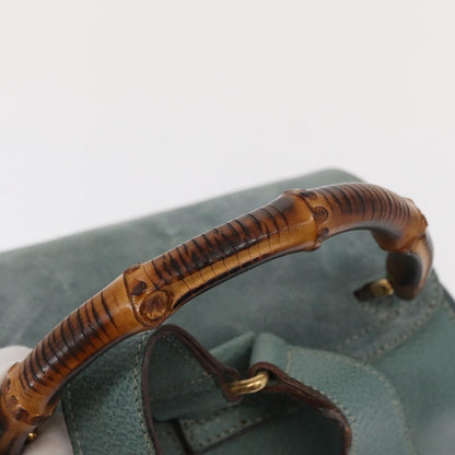 Gucci Vintage Bamboo Backpack Suede, TURQUOISE, SUEDE, Backpack