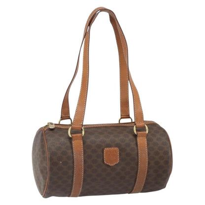 Celine Vintage Macadam Handbag Canvas and Leather, BROWN, CANVAS, Handbag