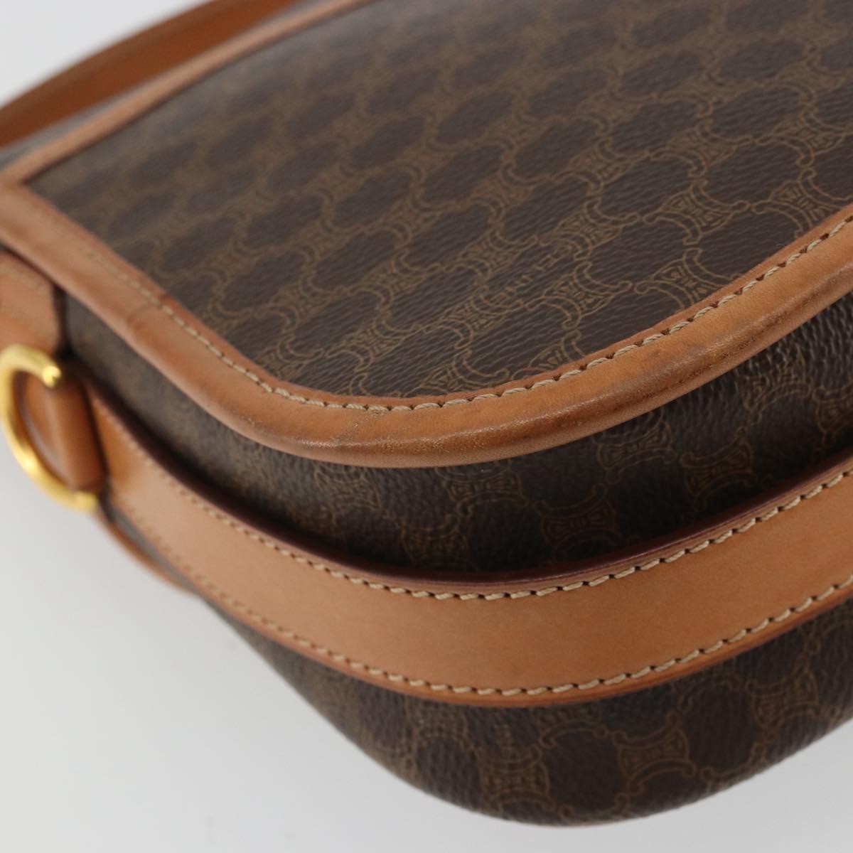 Celine Vintage Macadam Shoulder Bag Canvas and Leather, Brown, Canvas, Shoulder Bag