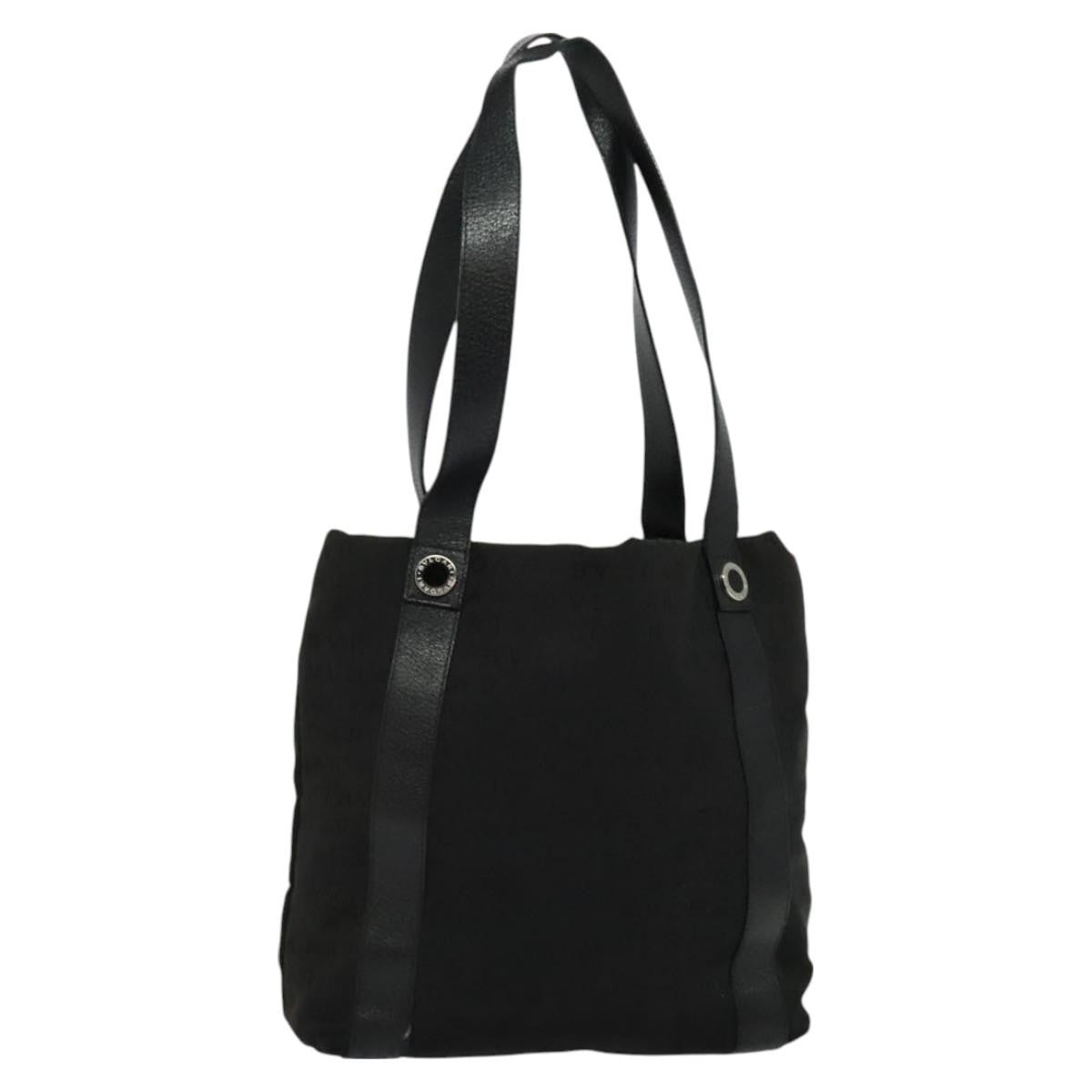 Bvlgari B.Zero1 Logomania Bag Canvas with Leather, BLACK, CANVAS, Tote bag