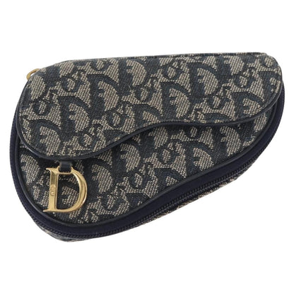 Christian Dior Saddle Zip Pouch Diorissimo Canvas, NAVY, CANVAS, Clutche & pouche