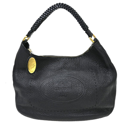Fendi Selleria Hobo Leather, Black, Leather, Handbag