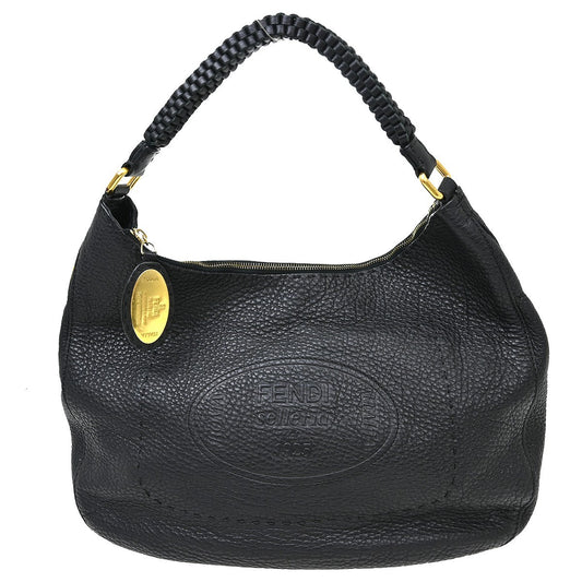 Fendi Selleria Hobo Leather, Black, Leather, Handbag