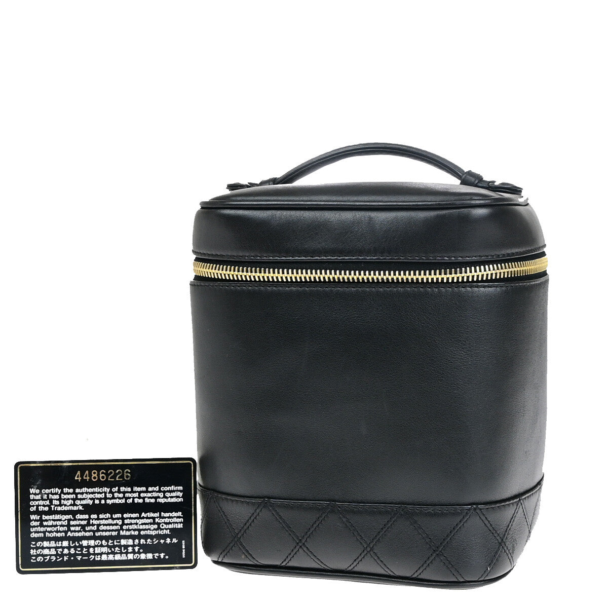 Chanel Vanity pouch Leather, BLACK, LEATHER, Toiletry Case
