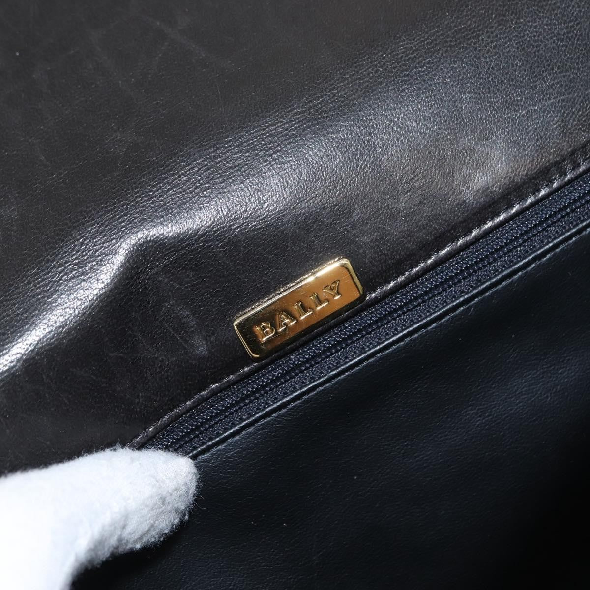 Bally Vintage Handbag Leather, BLACK, LEATHER, Handbag