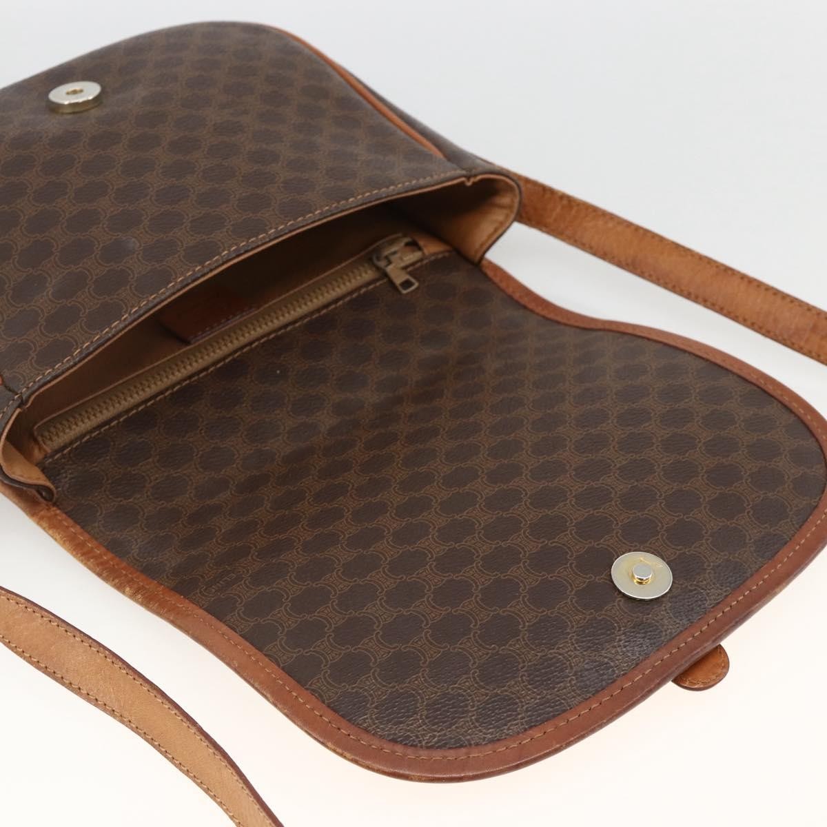 Celine Vintage Macadam Shoulder Bag Canvas and Leather, Brown, Canvas, Shoulder Bag