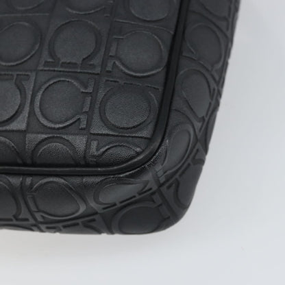 Salvatore Ferragamo Gancini Shoulder Bag Leather, BLACK, LEATHER, Shoulder bag