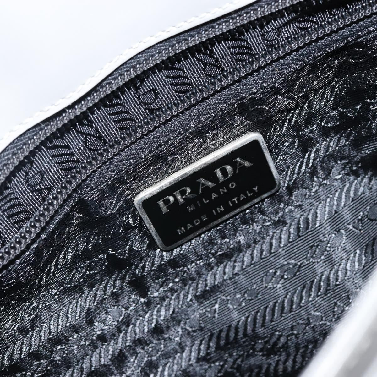 Prada Resin Handle Tote Patent Leather, GRAY, PATENT_LEATHER, Handbag