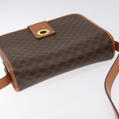 Celine Vintage Macadam Circle Logo Shoulder Bag Canvas and Leather, Brown, Canvas, Shoulder Bag