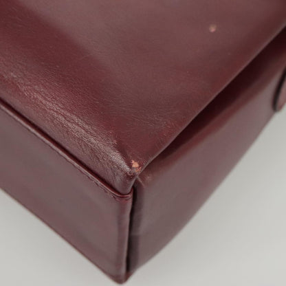 Celine Circle logo Leather, BURGUNDY, LEATHER, Shoulder bag