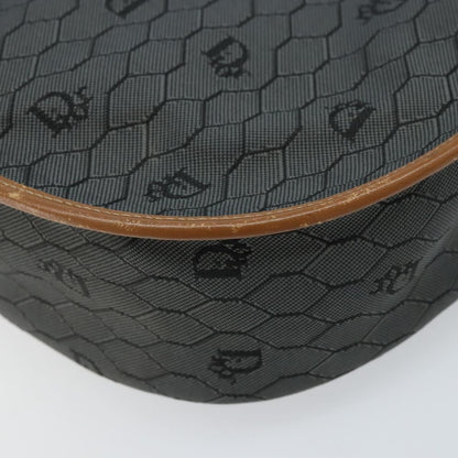 Christian Dior Vintage Honeycomb Flap Crossbody Bag Canvas and Leather, BLACK, CANVAS, Shoulder bag