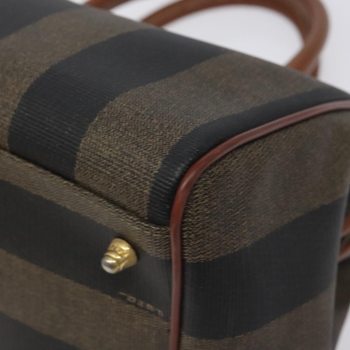 Fendi Vintage Pequin Boston Bag Coated Canvas, BROWN, CANVAS, Handbag
