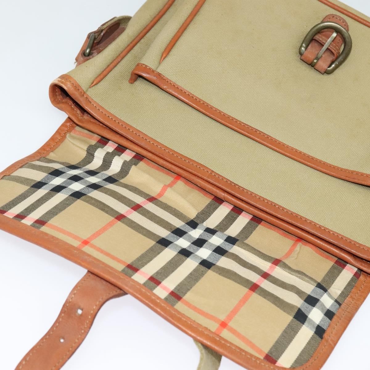 Burberry Front Pocket Messenger Bag Canvas, BEIGE, CANVAS, Shoulder bag