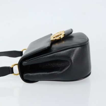 Salvatore Ferragamo Gancini Shoulder Bag Leather, BLACK, LEATHER, Shoulder bag