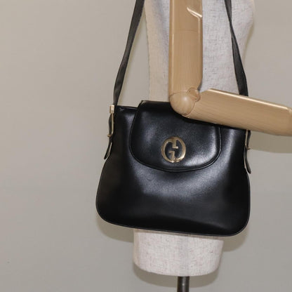 Gucci Vintage Flap Shoulder Bag Leather, BLACK, LEATHER, Shoulder bag