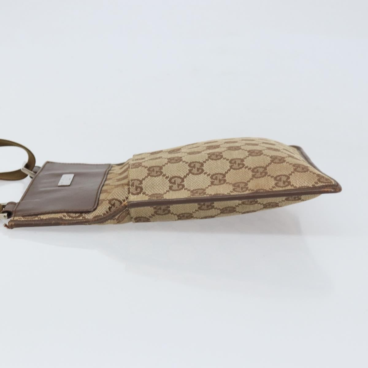 Gucci Vintage Flat Messenger Bag GG Canvas and Leather, BEIGE, CANVAS, Shoulder bag