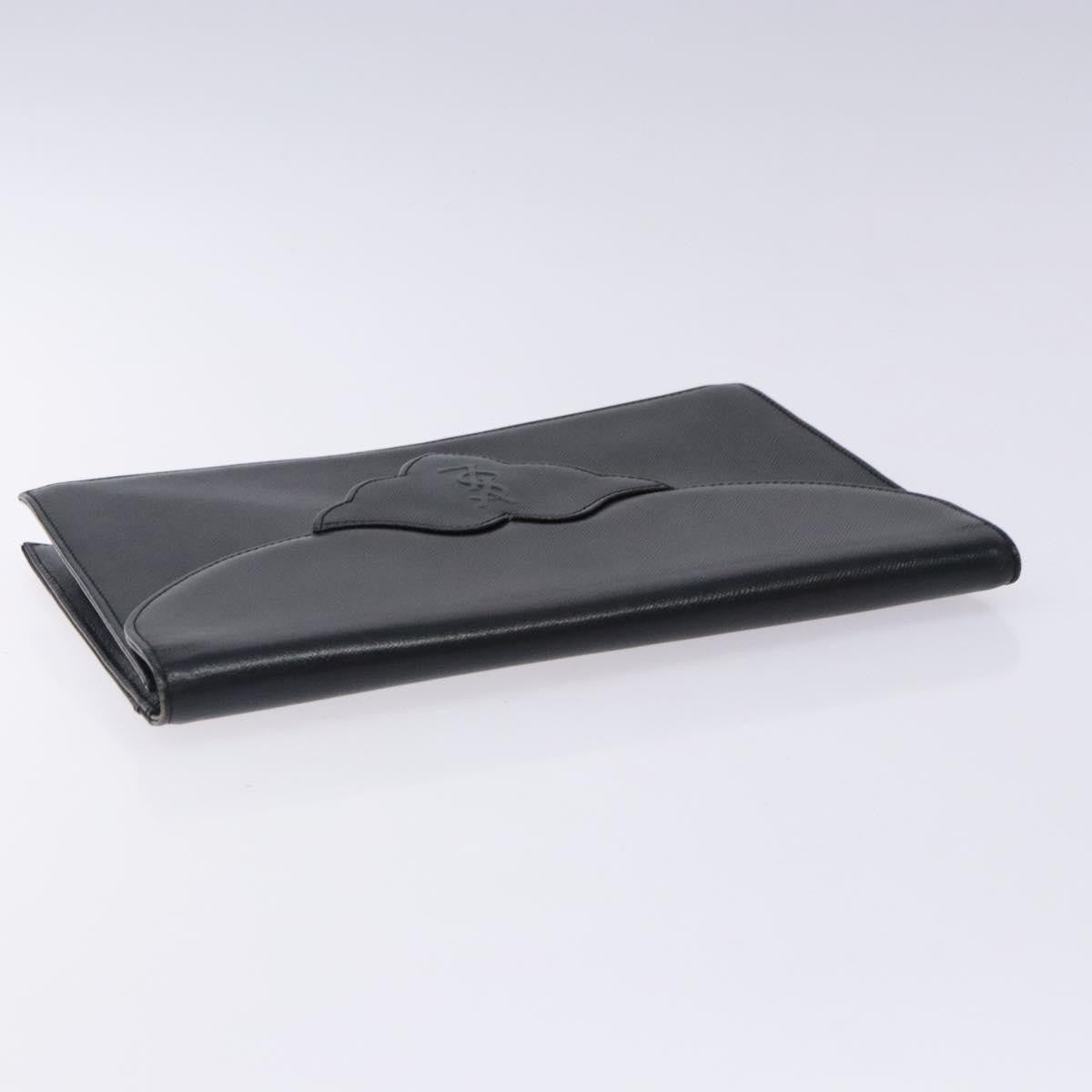 Saint Laurent Vintage Envelope Flap Clutch Leather, BLACK, LEATHER, Clutche & pouche