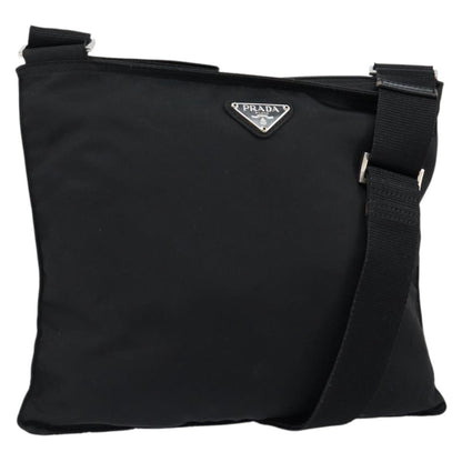 Prada Flat Messenger Bag Tessuto, BLACK, NYLON, Shoulder bag
