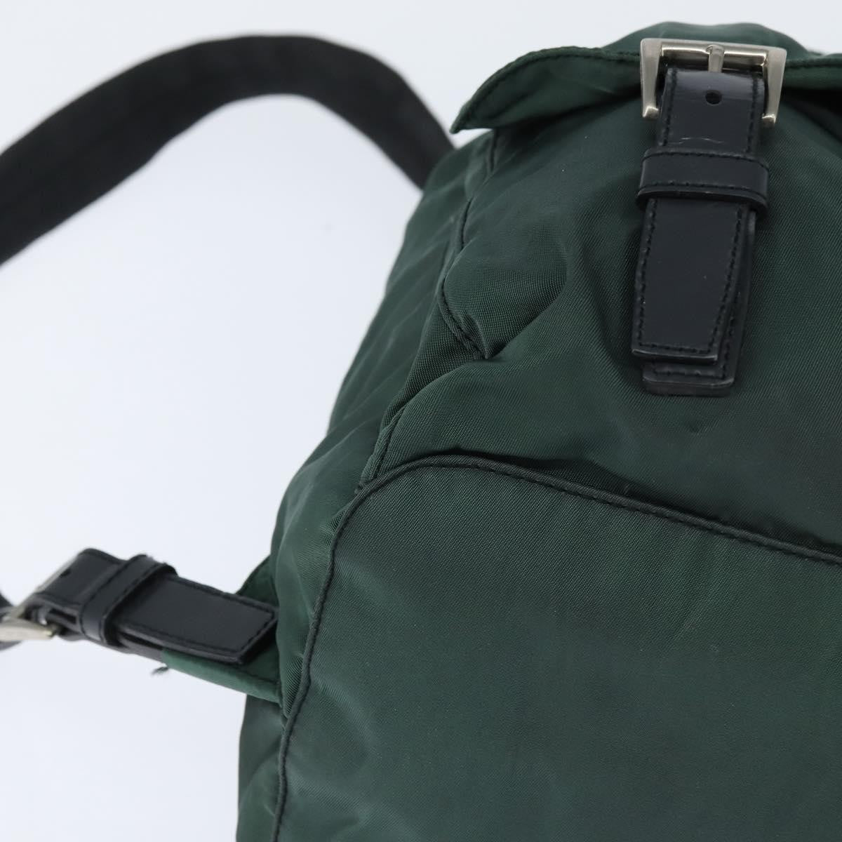 Prada Vela Double Front Pocket Backpack Tessuto with Saffiano Leather, Khaki, Nylon, Backpack