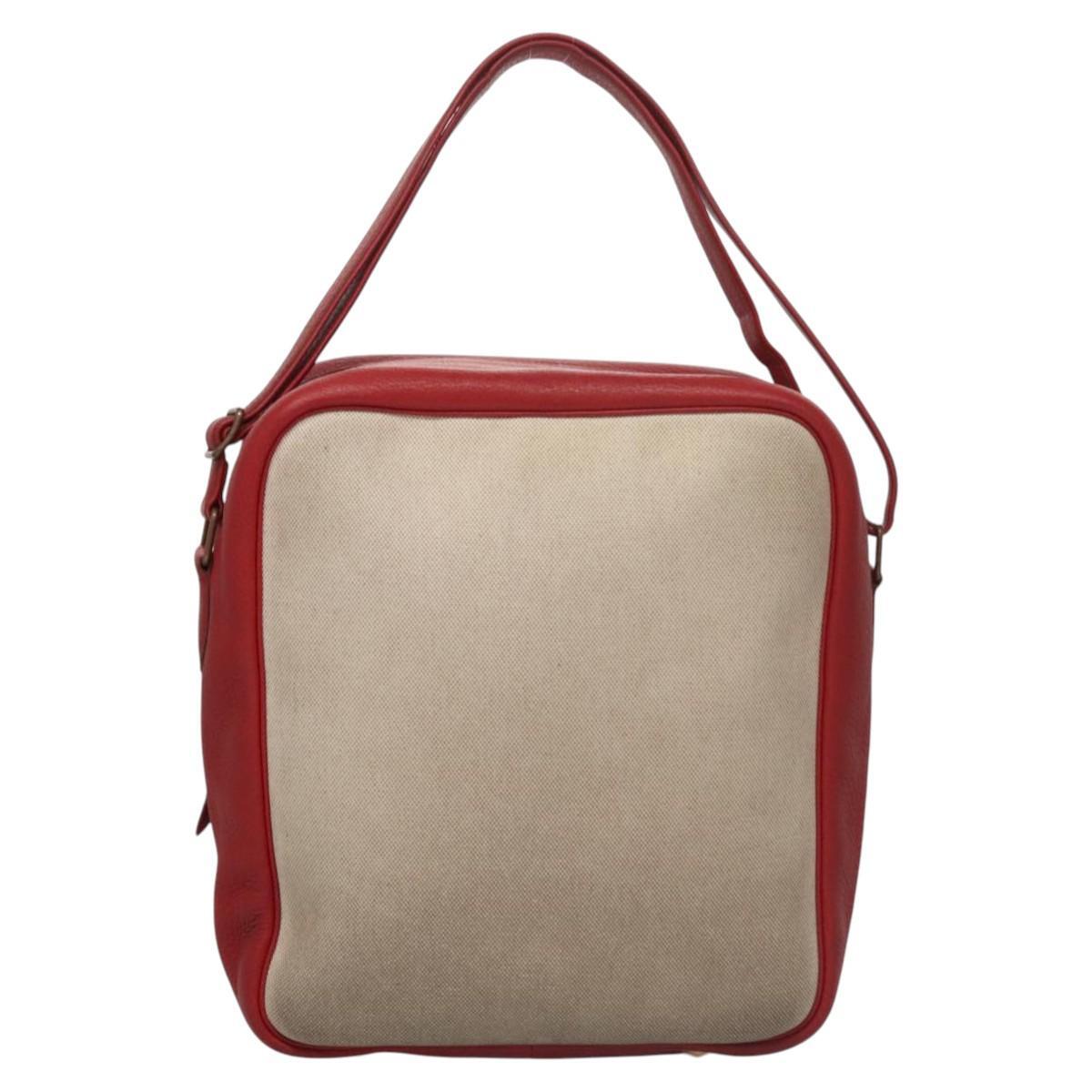 Hermes Victoria Messenger Bag Toile with Leather, BEIGE, CANVAS, Crossbody bag