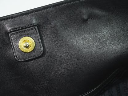 Prada Convertible Shopper Tote Soft Calf, BLACK, LEATHER, Tote bag