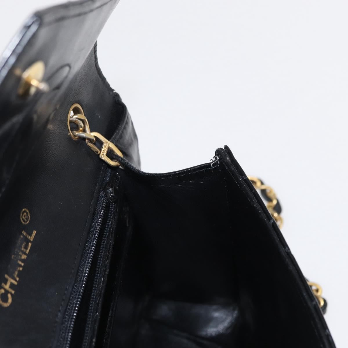 Chanel Vintage Envelope Flap Shoulder Bag Quilted Lambskin, BLACK, LEATHER, Shoulder bag