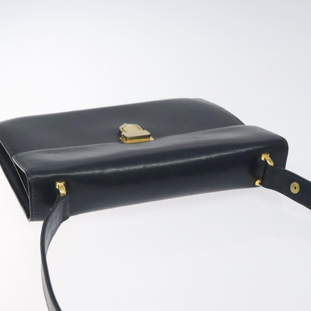 Celine Flap Shoulder Bag Leather, NAVY, LEATHER, Shoulder bag