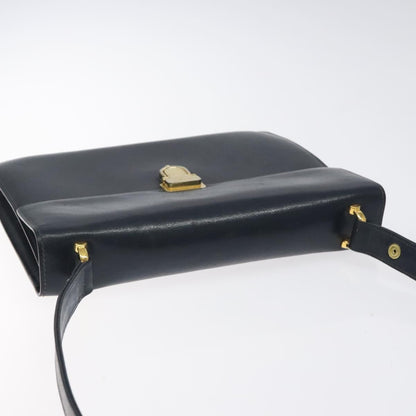 Celine Flap Shoulder Bag Leather, NAVY, LEATHER, Shoulder bag