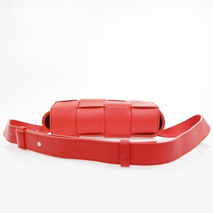 Bottega Veneta Cassette Belt Bag Maxi Intrecciato Leather, Red, Leather, Clutch