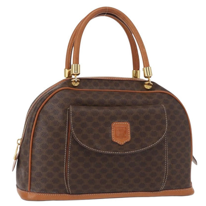 Celine Vintage Macadam Handbag Canvas and Leather, BROWN, CANVAS, Handbag