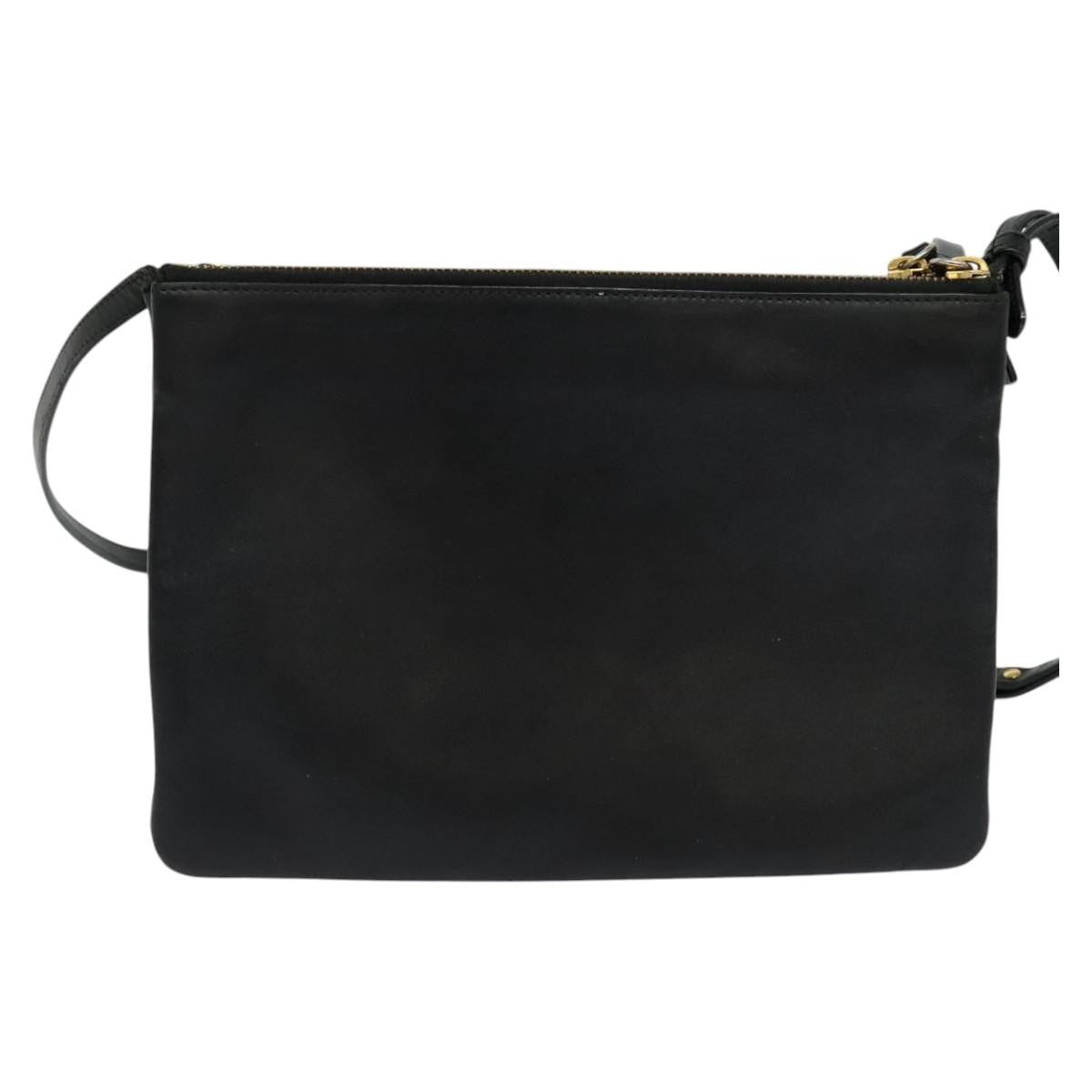 Celine Trio Crossbody Bag Leather, BLACK, LEATHER, Crossbody bag