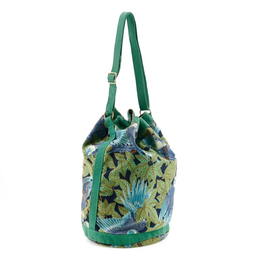 Hermes Vintage Drawstring Bucket Shoulder Bag Printed Canvas, MULTICOLOUR, COTTON, Shoulder bag