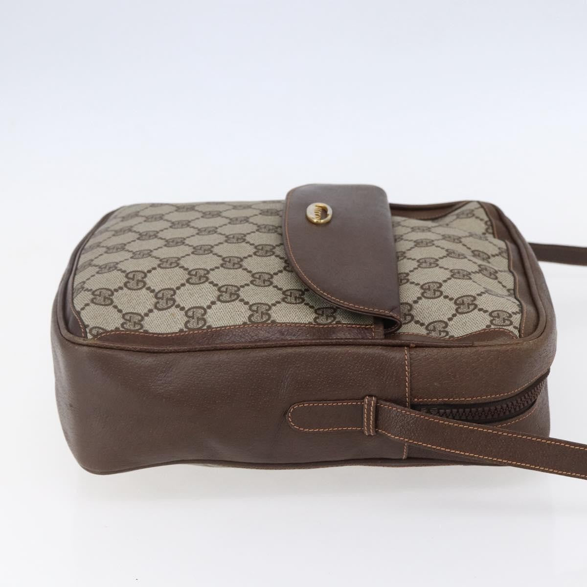 Gucci Front Pocket Messenger Bag GG Canvas with Leather, BEIGE, CANVAS, Shoulder bag